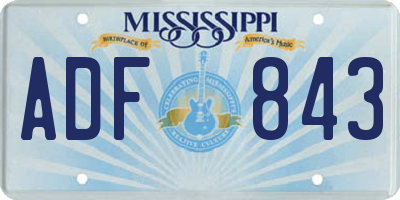 MS license plate ADF843