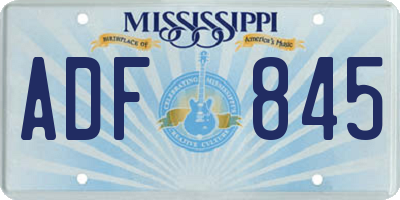 MS license plate ADF845
