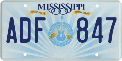 MS license plate ADF847