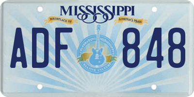 MS license plate ADF848