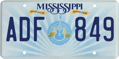 MS license plate ADF849