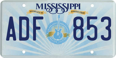 MS license plate ADF853