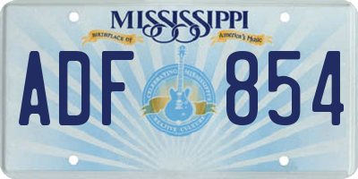 MS license plate ADF854