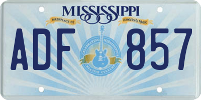 MS license plate ADF857