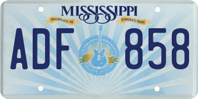 MS license plate ADF858