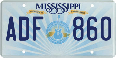 MS license plate ADF860