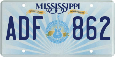 MS license plate ADF862