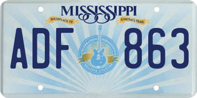 MS license plate ADF863