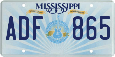 MS license plate ADF865