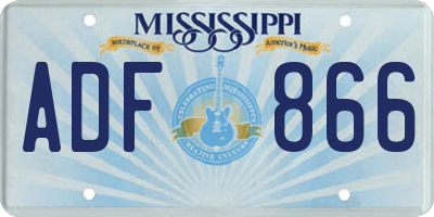 MS license plate ADF866