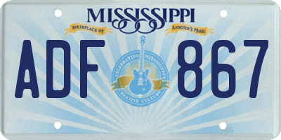 MS license plate ADF867