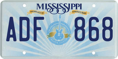 MS license plate ADF868