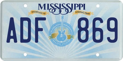 MS license plate ADF869