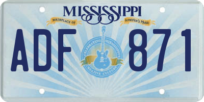 MS license plate ADF871
