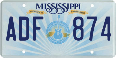 MS license plate ADF874