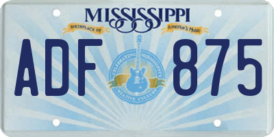 MS license plate ADF875