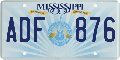 MS license plate ADF876
