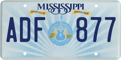 MS license plate ADF877