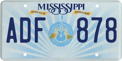 MS license plate ADF878