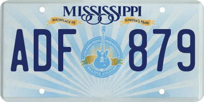 MS license plate ADF879
