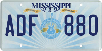MS license plate ADF880