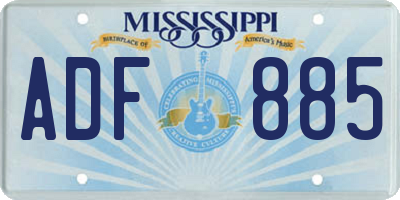 MS license plate ADF885
