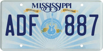 MS license plate ADF887