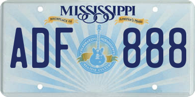 MS license plate ADF888