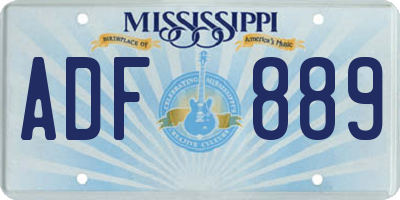 MS license plate ADF889