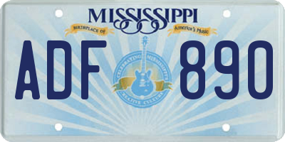 MS license plate ADF890