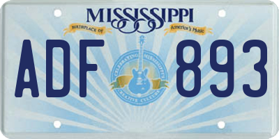 MS license plate ADF893