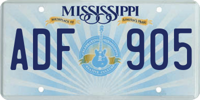MS license plate ADF905