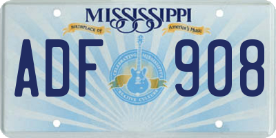 MS license plate ADF908