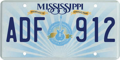 MS license plate ADF912