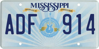 MS license plate ADF914