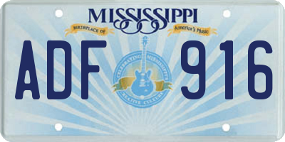 MS license plate ADF916