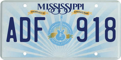 MS license plate ADF918