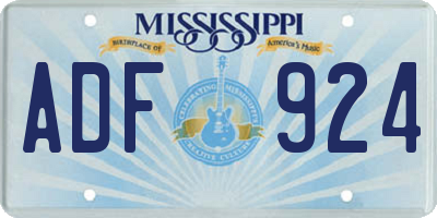 MS license plate ADF924