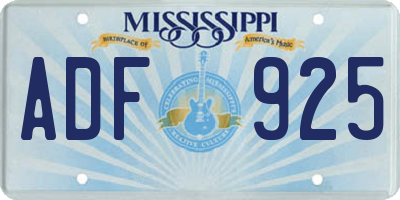 MS license plate ADF925