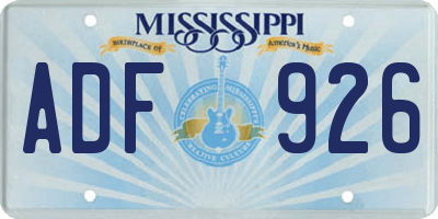 MS license plate ADF926