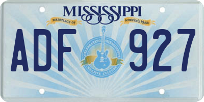 MS license plate ADF927