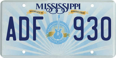 MS license plate ADF930