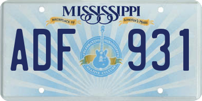 MS license plate ADF931