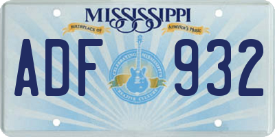 MS license plate ADF932
