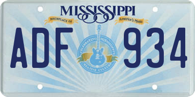 MS license plate ADF934