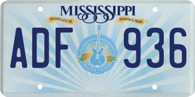 MS license plate ADF936