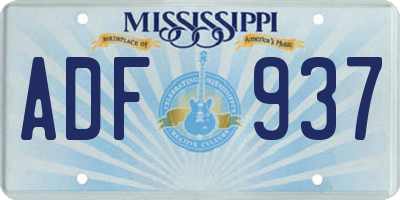 MS license plate ADF937