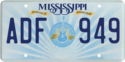 MS license plate ADF949