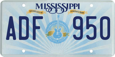 MS license plate ADF950