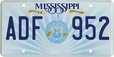 MS license plate ADF952